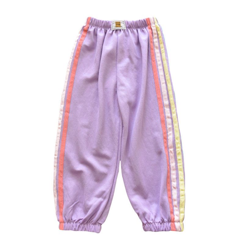 Quần nữ phiên bản Hàn Quốc quần thể thao cotton sọc cầu vồng