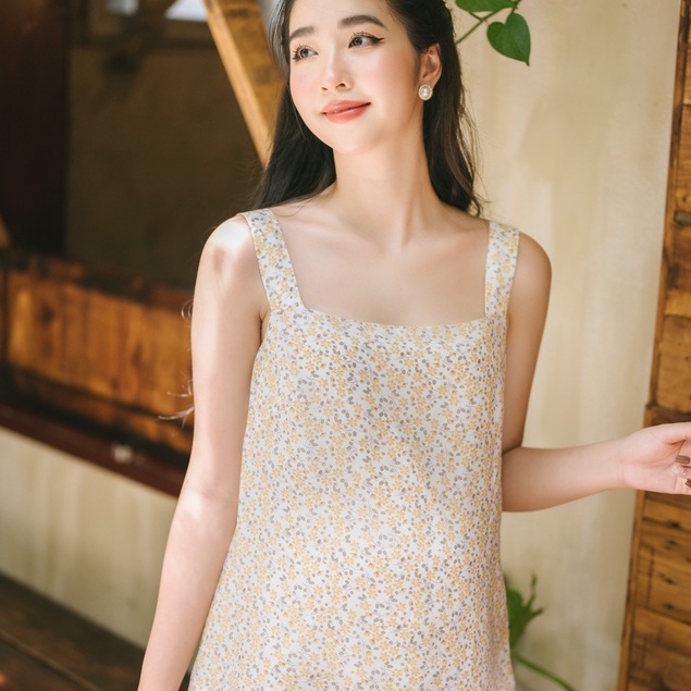 MEDYLA - Áo bầu 2 dây 2 lớp chiffon lót lụa cho bầu thoải mái mặc trong và sau sinh mặc kèm chân váy hoa xếp ly - ASM121