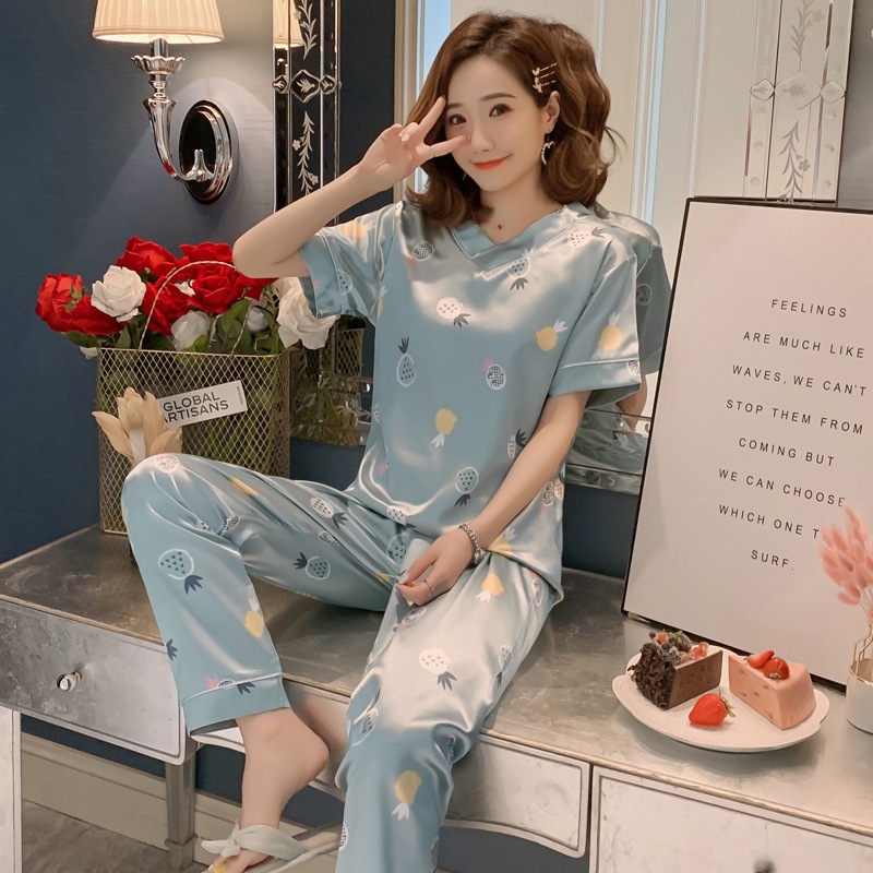 Bộ Đồ Ngủ Lụa Bóng Quyến Rũ Cho Nữ Size M-5Xl