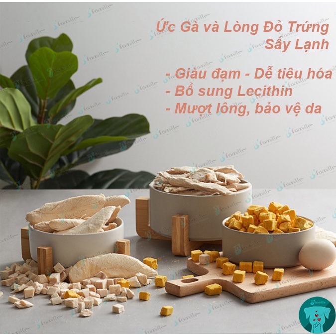 Thùng Đồ Khô Sấy Lạnh Cho Chó Mèo JFamille, Snack Ăn Kèm Giàu Dinh Dưỡng, Dễ Tiiêu Hóa, Lông Óng Mượt. JF184