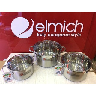 BỘ NỒI ELMICH SMARTCOOK INOX 3330  CỠ 18CM, 20CM, 24CM