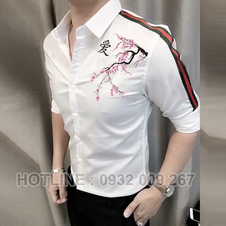 Áo Sơ Mi Nam Họa Tiết Hoa Đào Cao Cấp | Sơ Mi Nam Đẹp SM40