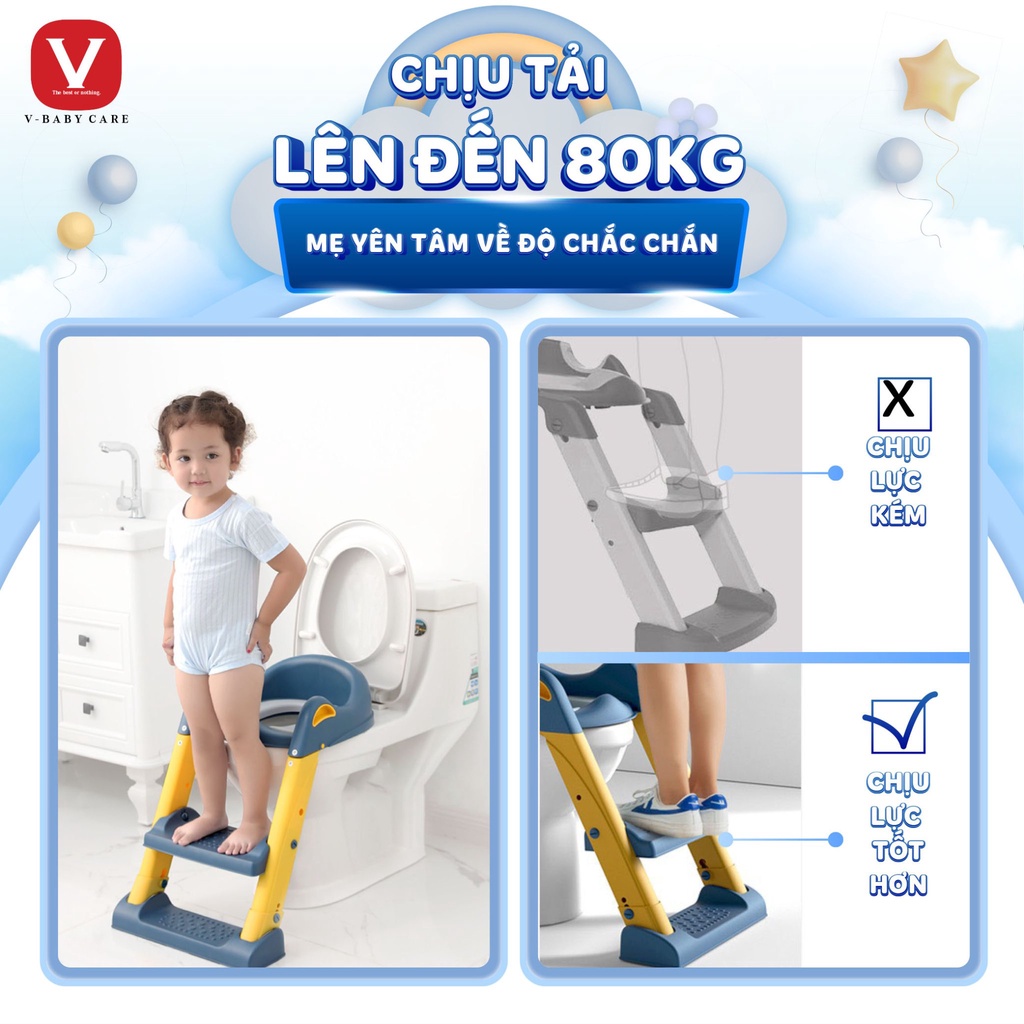Bệ thu nhỏ bồn cầu có thang đi vệ sinh cho bé V-BABY W2S & W2 & W1 - hàng chuẩn cao cấp nhất thị trường