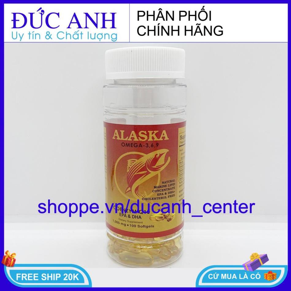 Viên dầu cá Alaska Omega 369 giúp tăng cường thị lực, tăng sức khỏe tim mạch - Chai 100 viên