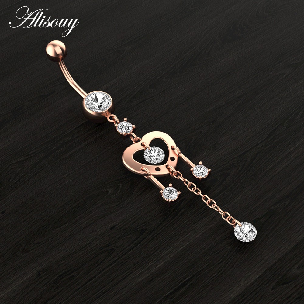 1 Khuyên Rốn Bằng Thép Không Gỉ Đính Đá zircon Hình Hoa / Nơ / Trái Tim