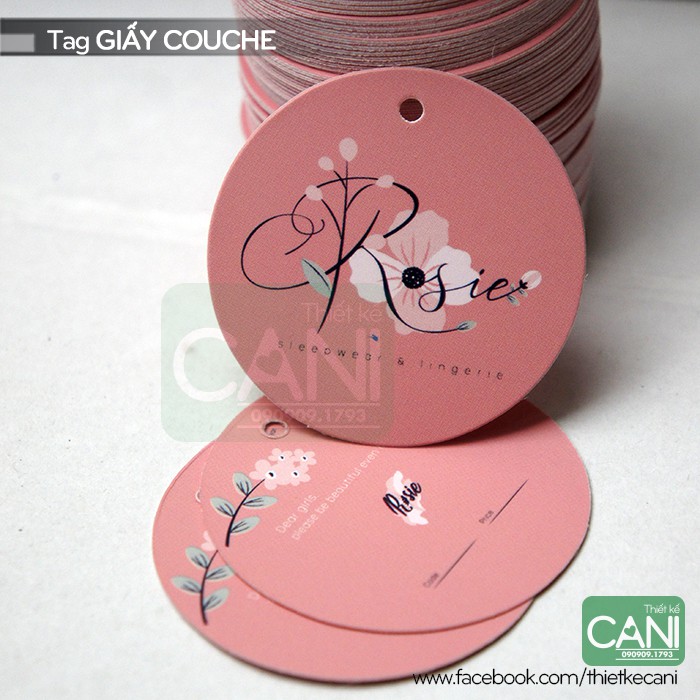 500c Tag giấy hình Tròn  In theo yêu cầu Mác giấy treo quần áo Tem giấy tag treo phụ kiện CANI
