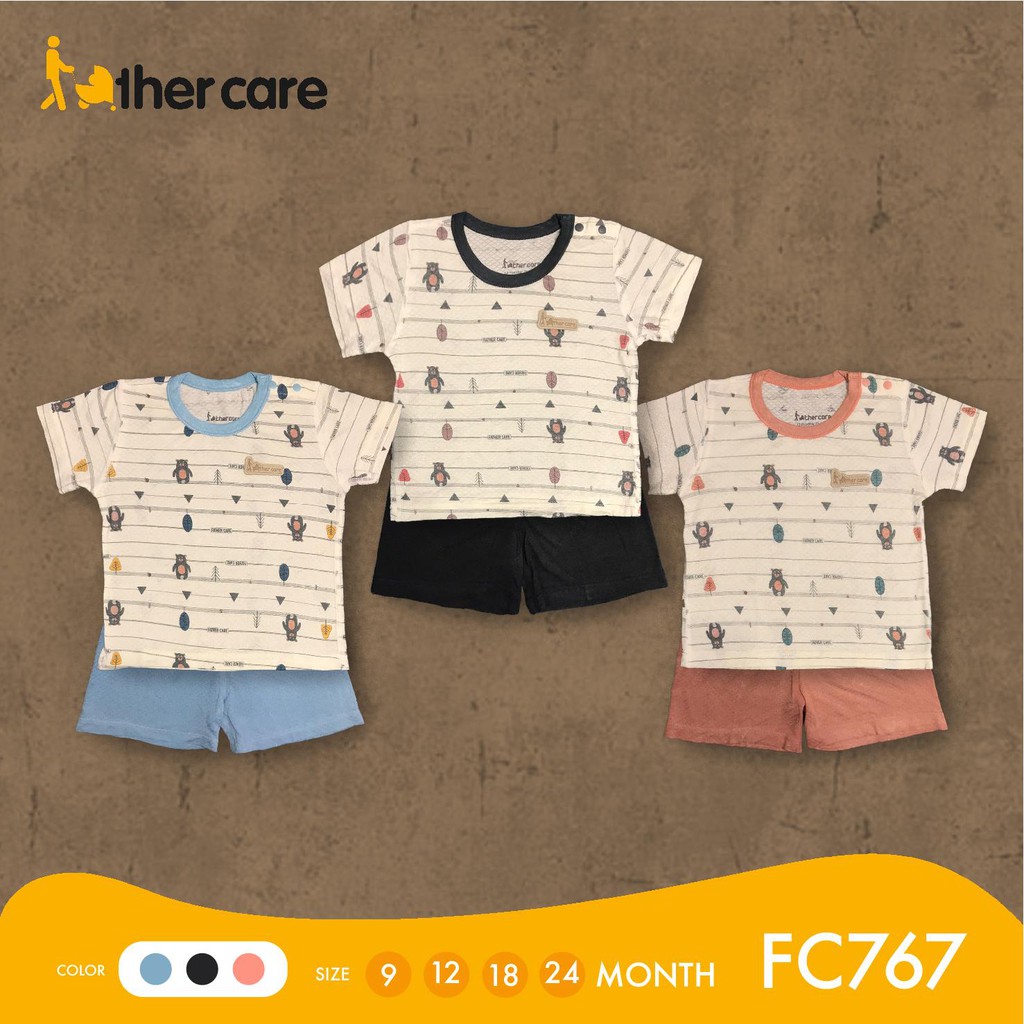 Bộ Quần áo FatherCare Cài vai Cộc - Gấu (Họa tiết - Trơn) FC767 9M -12M -18M - 24M