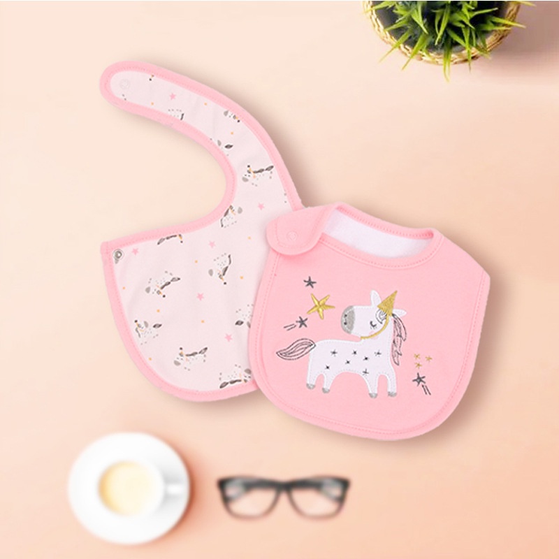 Yếm cúc chất cotton siêu mềm Sunnozy 0-12m set 2c