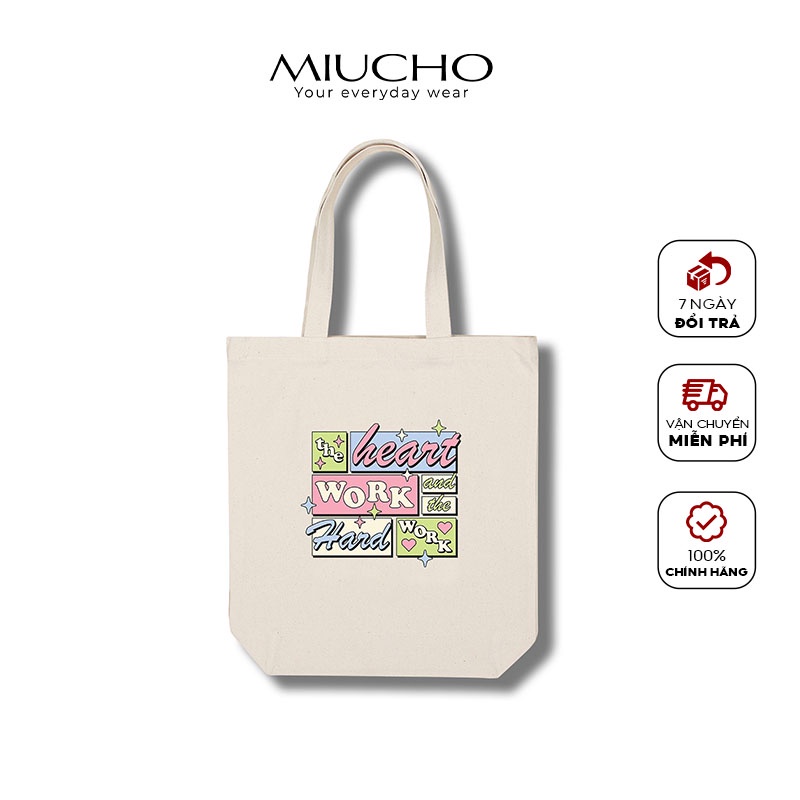 Túi tote đeo chéo, túi vải canvas đi học giá rẻ MV009 Miucho in graphic
