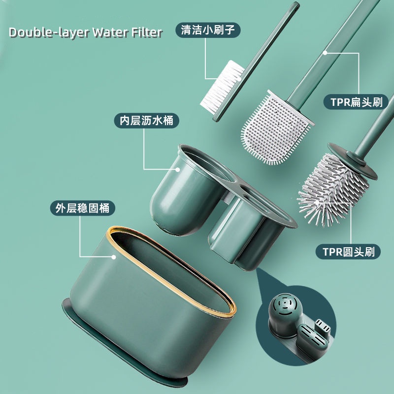Bộ Bàn Chải Chà Toilet 3 Trong 1 Có Tay Cầm Dài Tiện Dụng