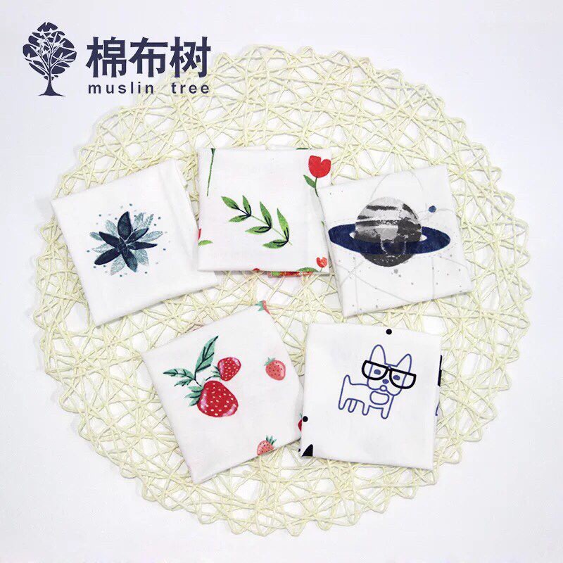 Khăn mặt MuslinTrees set 5c (cotton siêu mềm mịn)