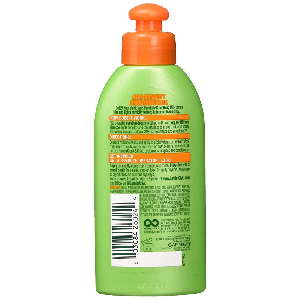 Sữa mượt tóc &amp; kháng khí hậu ẩm Garnier Fructis Style Anti-Humidity Smoothing Milk 150ml (Mỹ)