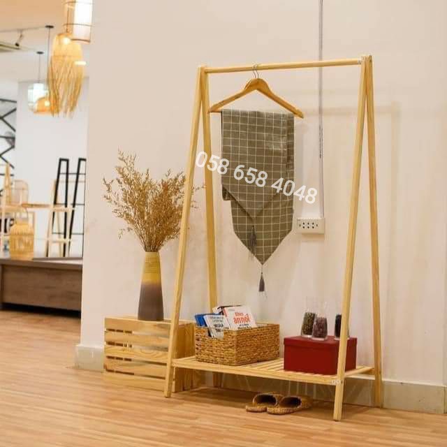 [HÀNG SẴN] Kệ treo quần áo decor homestay, khách sạn, phòng ngủ - Gỗ thông nhập khẩu | BigBuy360 - bigbuy360.vn