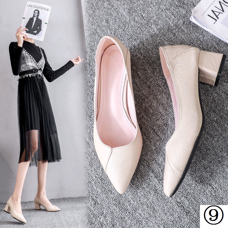 Giày Cao Gót 3cm 5cm / 5cm Đế Dày Bằng Da Mềm Hai Cách Mang Thời Trang Mùa Xuân 2021 Cho Nữ