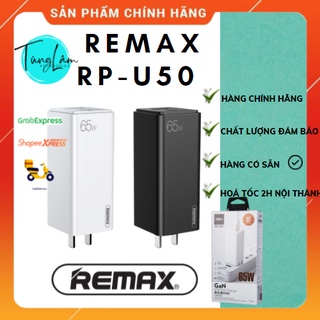 Củ sạc nhanh 2 cổng siêu nhanh 65W Remax RP-U50 chuẩn GaN | 2 cổng Type-C và USB