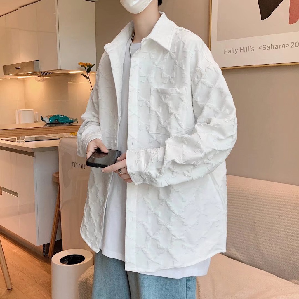 Áo Sơ Mi Tay Dài Thiết Kế Độc Đáo Phong Cách Hồng Kông Thời Trang Cá Tính Cho Nam Size M-2XL