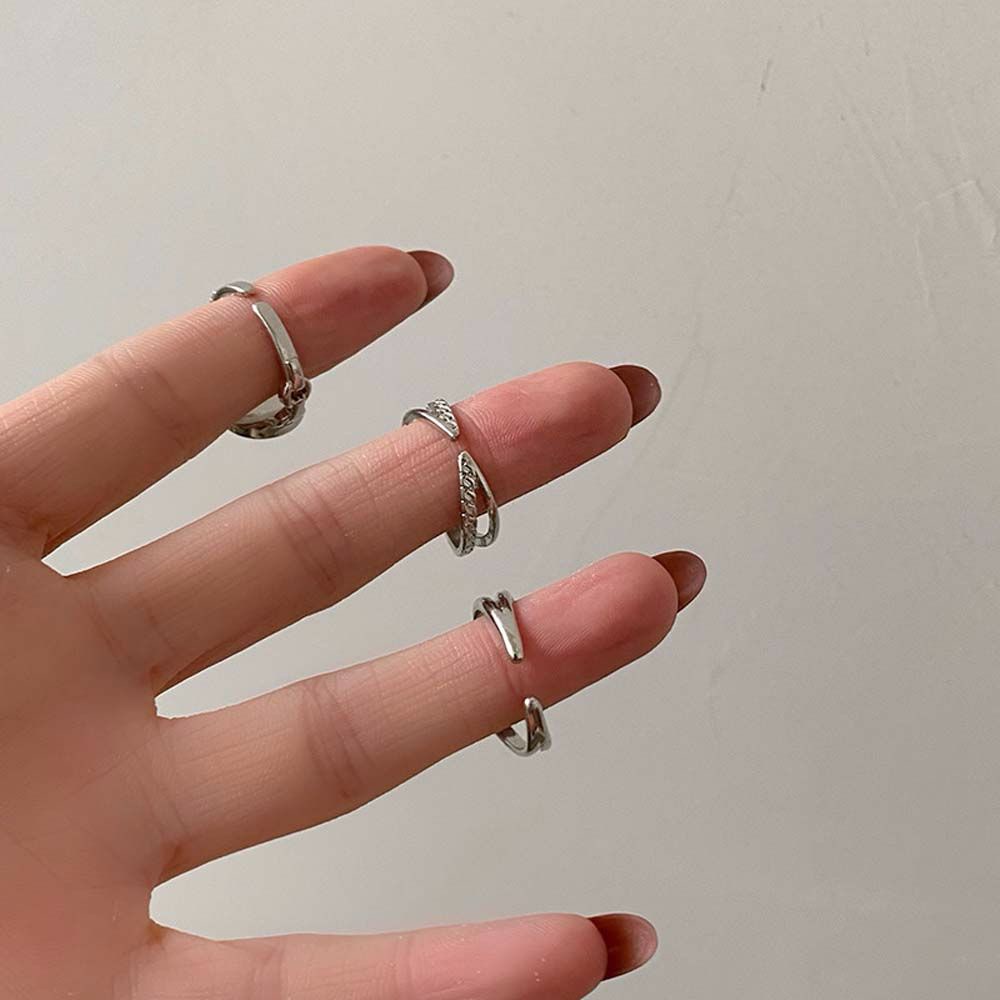Bộ 3 nhẫn đeo khớp ngón tay kim loại phong cách Hàn Quốc cổ điển thời trang cho nữ