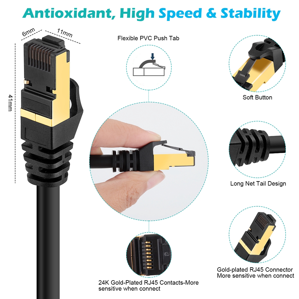 Dây Cáp Mạng Tốc Độ Cao 2000mhz Rj45 Cat8