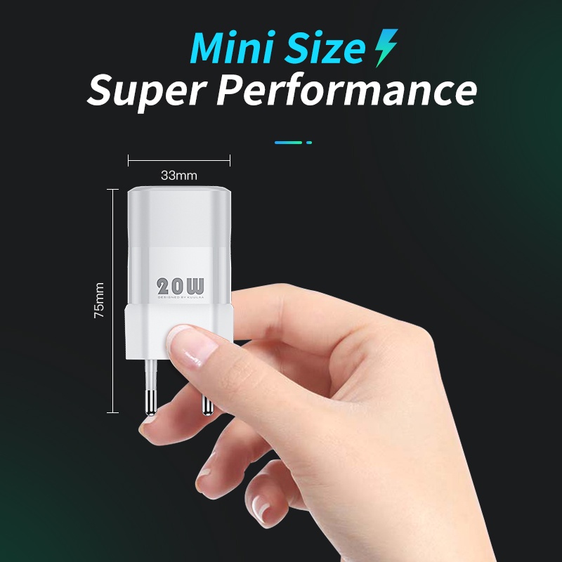 Cốc Sạc Nhanh KUULAA Cổng USB 20W Hai Cổng Type C PD QC Cho Iphone Android