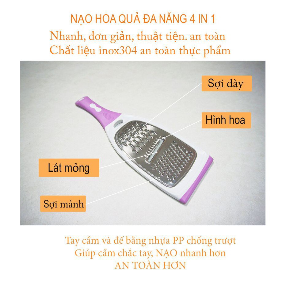 Nạo hoa quả 2 mặt đa năng-Bản to,2 mặt nạo đa năng, có tay cẩm chắc chắn, tiện dụng