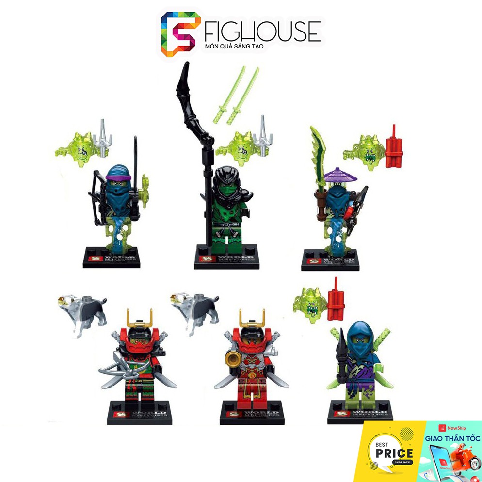 Combo 6 Minifigures Nhân Vật Ninjago SY290 - Đồ Chơi Lắp Ráp Xếp Hình Logo [A10]