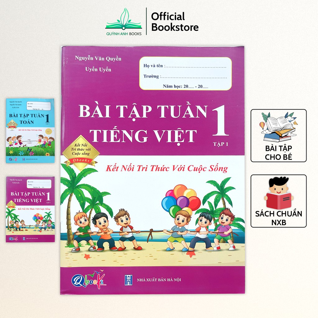 Sách - Combo Bài tập tuần toán và tiếng việt lớp 1 học kỳ 1 (Kết nốt tri thức với cuộc sống) - NPH Qbooks