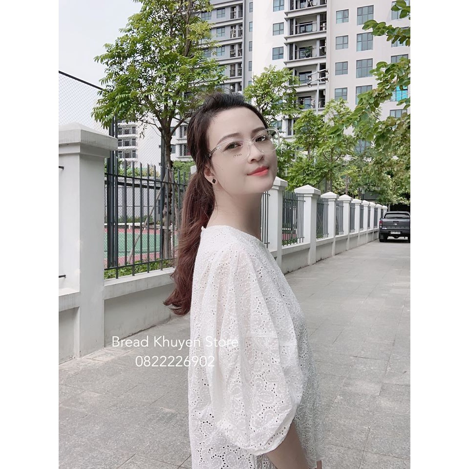 Áo thô boi thêu hoa vintage tay bồng BK0061