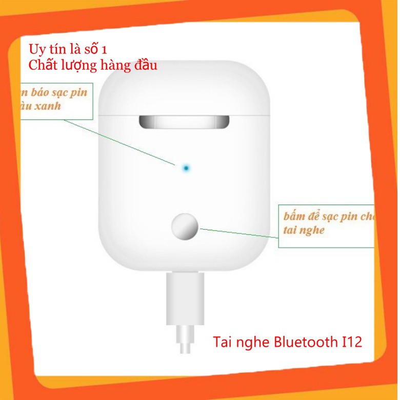 Tai Nghe Bluetooth Không Dây Nhét Tai I12 Kiêm Pin Sạc Dự Phòng bobstore01 | BigBuy360 - bigbuy360.vn