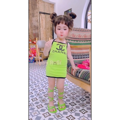 Váy body buột dây lưng thương hiệu cho bé