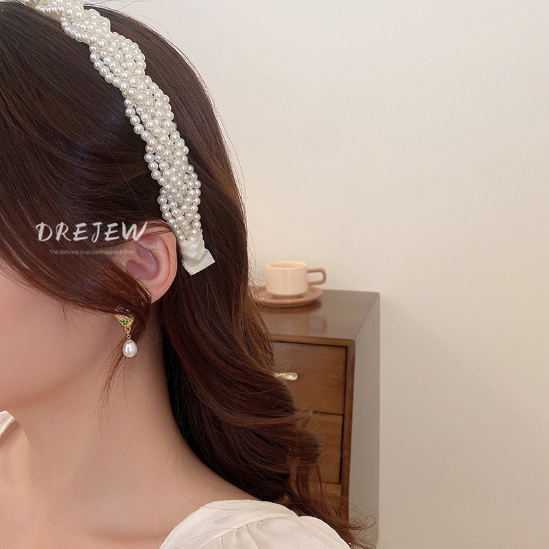 DREJEW Băng Đô Dạng Ấn Đính Ngọc Trai Phong Cách Thời Trang Hàn Quốc