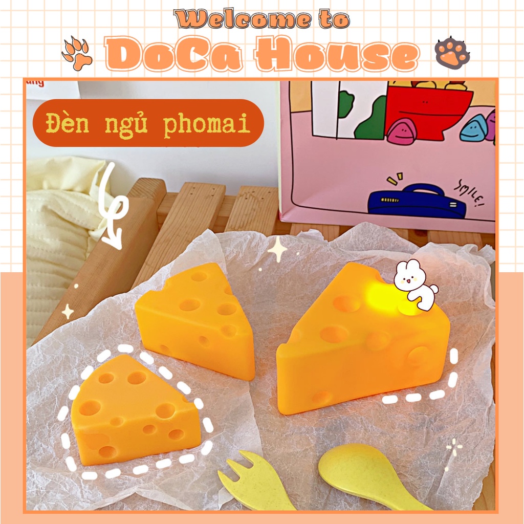 Đèn ngủ hình phomai, đèn ngủ trang trí để bàn xinh xắn dễ thương - DOCA
