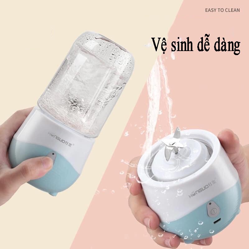 Máy Xay Sinh Tố, Máy Xay Hoa Quả Mini Cầm Tay Hunguo 6 Lưỡi Inox Không Gỉ Xay Đá, Xay Sinh Tố Cực Nhuyễn