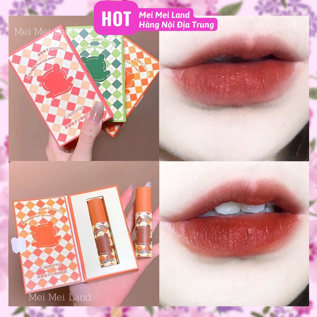 Son Kem Lì Cappuvini Mềm Mịn Lâu Trôi Vỏ Gấu Hộp Đựng Siêu Xinh Nhiều Màu