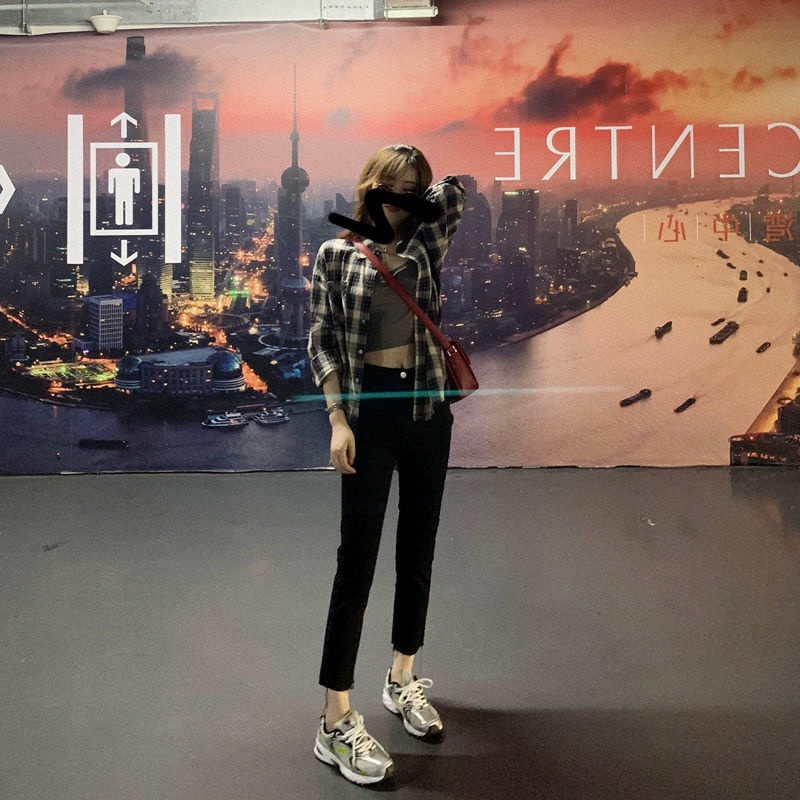 Áo Sơ Mi Kẻ Sọc Ca Rô Phong Cách Hong Kong Cổ Điển Dành Cho Nữ