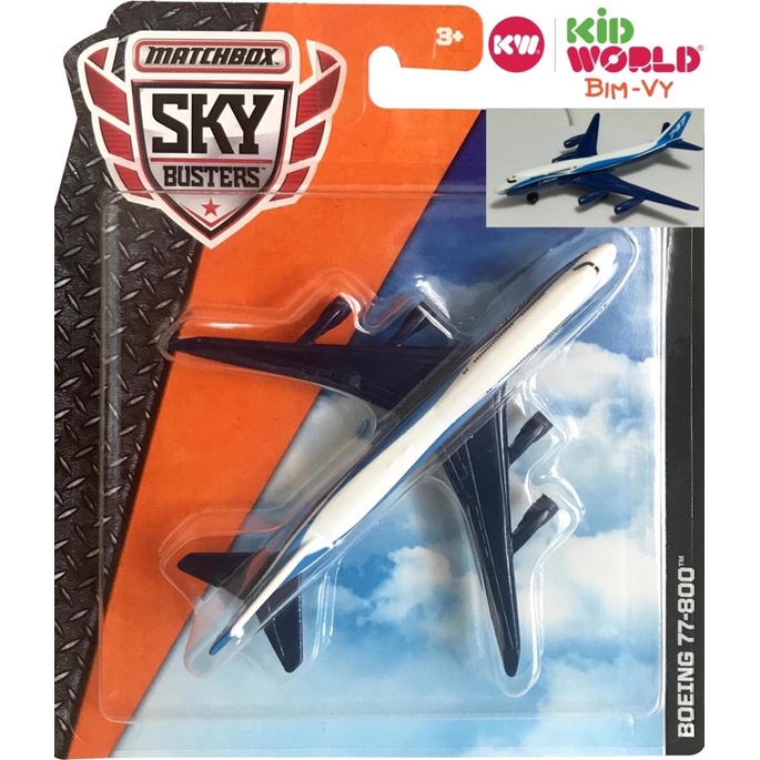 Máy bay mô hình Matchbox Sky Busters Series Boeing 77-800 DVR17.