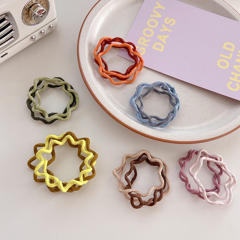 Set 4 dây buộc tóc cao su co giãn màu sắc ngọt ngào thời trang Hàn Quốc cho nữ