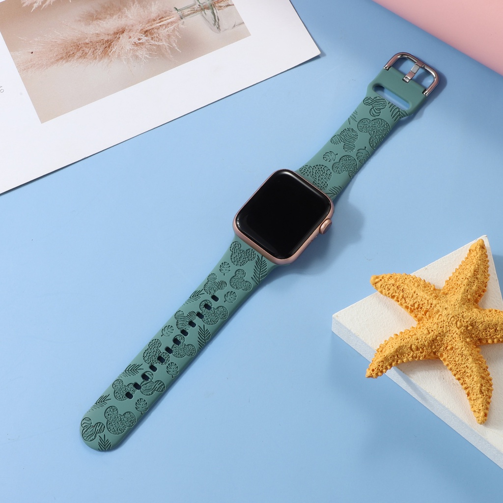 Dây Đeo Đồng Hồ Bằng Silicone Hình Chuột Mickey Hoạt Hình Cho Apple Watch 38mm 40mm 41mm 42mm 44mm 45mm 8 7 6 SE 5 4 3 2 1