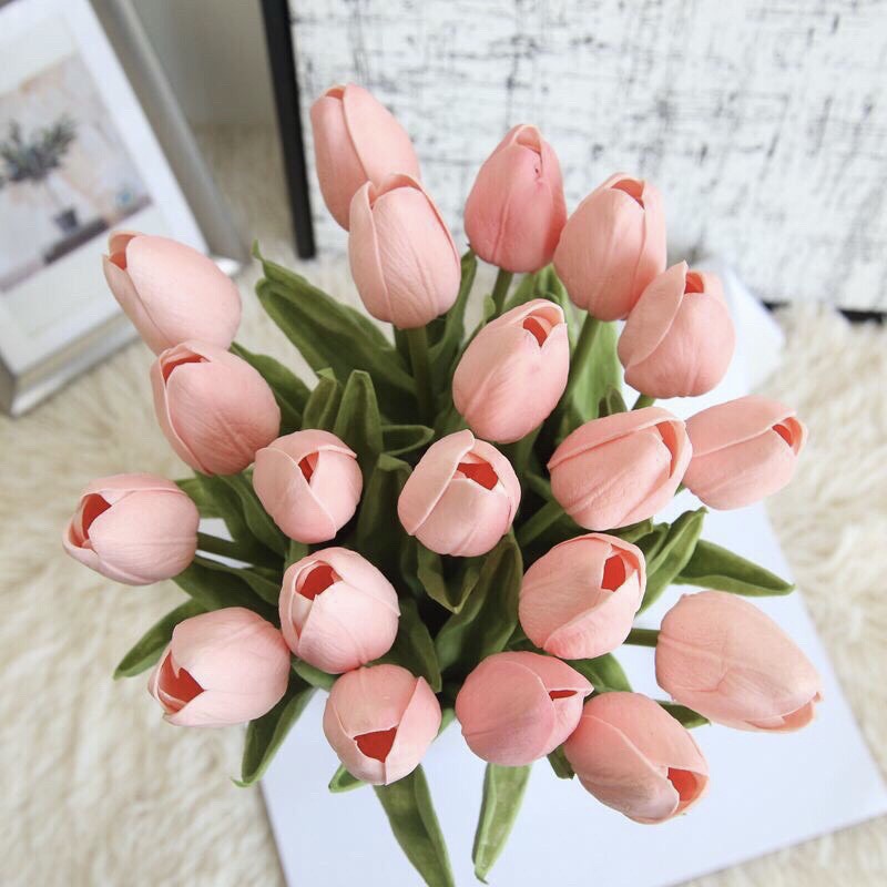 Hoa Tulip nhân tạo trang trí bình thủy tinh, lọ hoa, decor, trang trí đám cưới