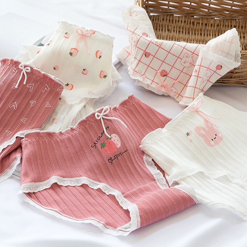 Quần Lót Nữ Cotton Dâu Tây Ngang Eo - Hàng Loại Đẹp - Moon Underwear