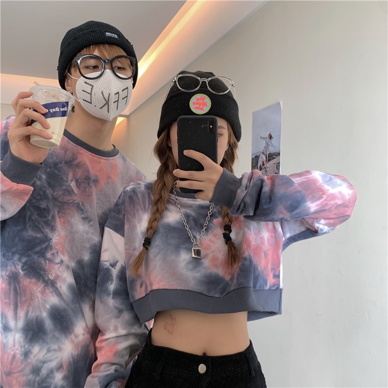 Áo sweater cặp đôi loang màu form rộng dài chất đẹp giá rẻ BST ao thu đông unisex 2020