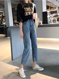 Quần suông xẻ gấu