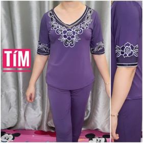 đồ bộ trung niên thun ladong tay lỡ quần dài phối ren | BigBuy360 - bigbuy360.vn