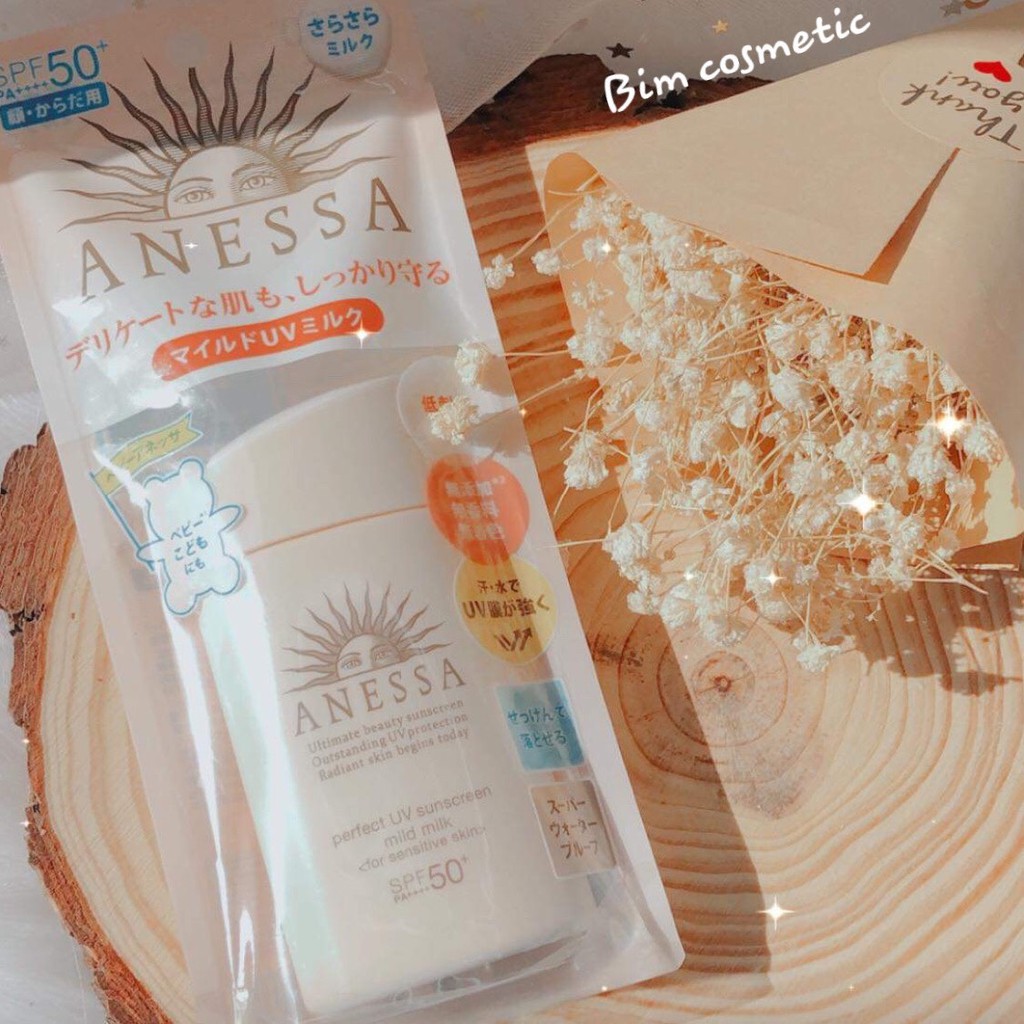 [Mẫu Mới] Kem Chống Nắng Anessa Cho Da Nhạy Cảm Perfect UV Sunscreen Mild Milk For Sensitive Skin Spf 50+ Pa++++ 60ml