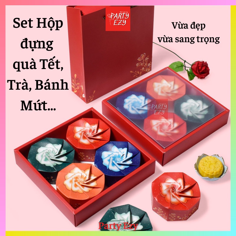 (MỚI) SET HỘP + TÚI GIẤY ĐỰNG QUÀ TẶNG LỄ TẾT, TRÀ, BÁNH MỨT