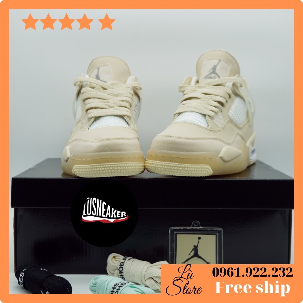 [FREESHIP+ẢNH THẬT] Giày sneaker Off W.hite /A.ir Jo.rdan 4 /C.ream/S.ail" OW/Lù Store | BigBuy360 - bigbuy360.vn