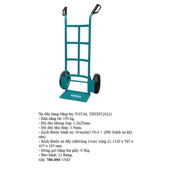 TOTAL Xe đẩy hàng bằng tay THTHT20221 (Cam kết Chính Hãng 100%)