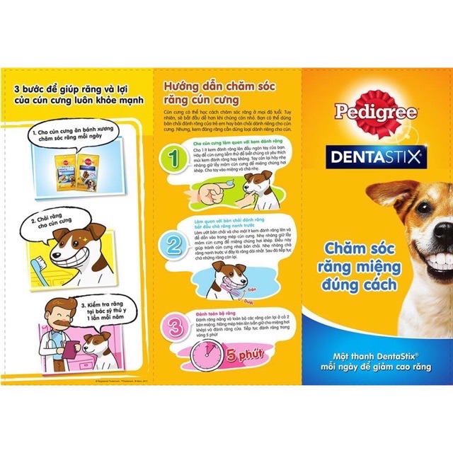 Xương thưởng cho chó. Bộ 3 Bánh xương chăm sóc răng cho chó nhỏ Pedigree Dentastix 56g