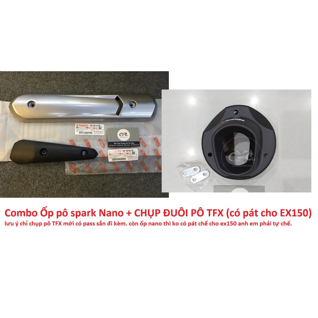 Combo Ốp pô spark Nano và chụp pô TFX đen nhám cho EX150 (lưu ý chỉ có pát chế cho chụp pô tfx)