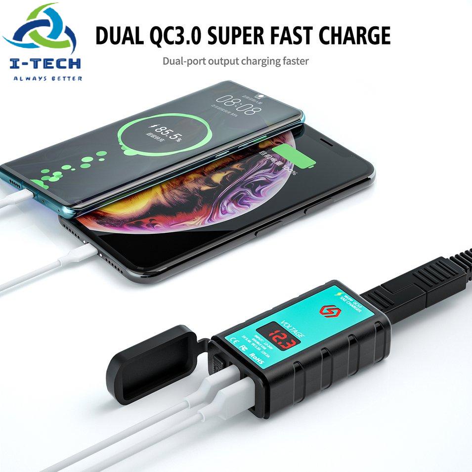 ⚡Khuyến mại⚡Dual USB Fast Charge Charger With Switch + Voltmeter + Integrated SAE Socket | BigBuy360 - bigbuy360.vn