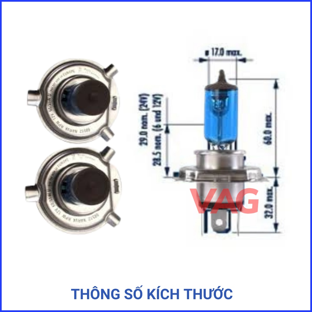 Bóng Đèn Pha Ôtô H4 12v 60/55w 4500k Ánh sáng Trắng | Chính Hãng Narva Germany 2 Bóng trên 1 Bộ sản Phẩm